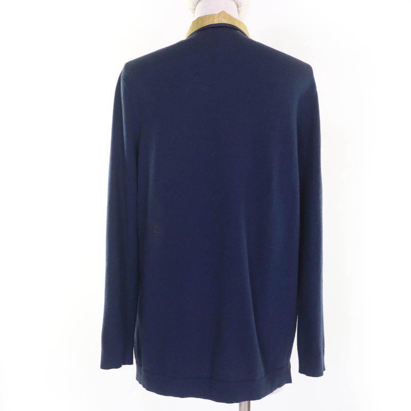 Hermes Silk Cotton Cashmere H Logo Button Twill Raine Knit Long Sleeve