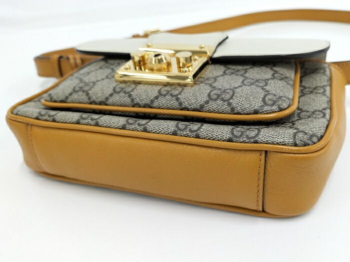 Gucci Shoulder Bag GG Supreme Beige Mustard White 658487