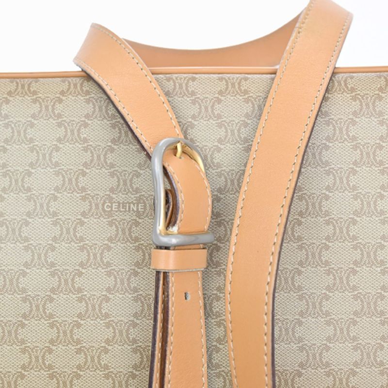 Celine Shoulder Bag Macadam Pattern Beige Leather 68ka750
