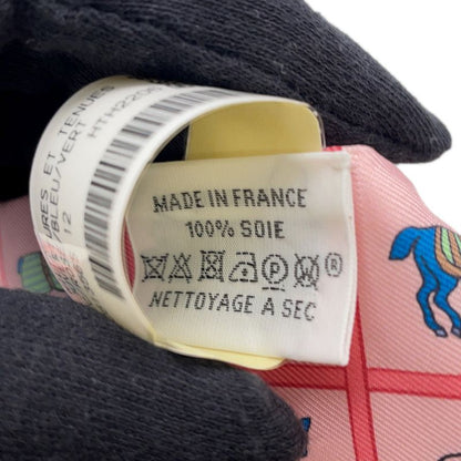 Hermes Scarf Twill Horsewear Couvertures Et Tenues de Jour Silk Rose Blue Veil