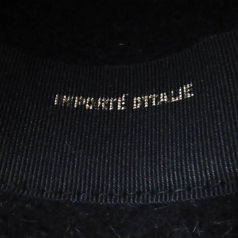 Hermes 100% Wool None Felt Hat Bucket Hat Black Beige 56 Genuine