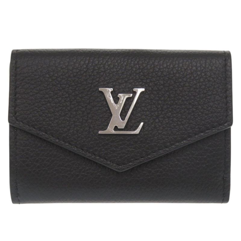 Louis Vuitton Portefeuille Lock Mini M63921 Calf Leather Noir Black Trifold