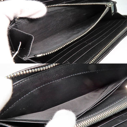 Saint Laurent Full Zip Wallet 534290 Grain Leather Black Silver-hardwar