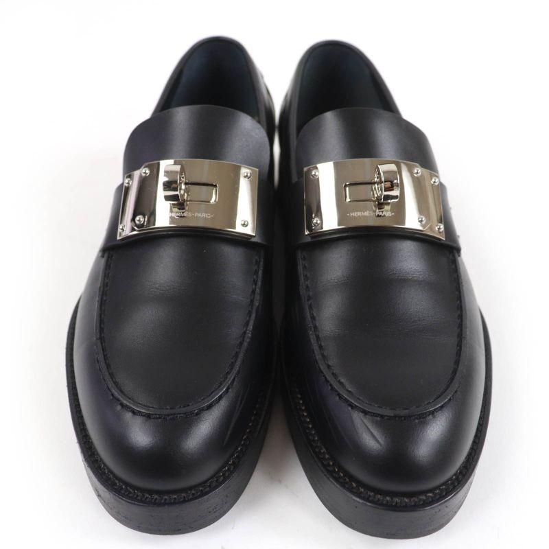 Hermes 2023 232075z Moccasin Hot Silver Hardware Kelly Buckle Leather Loafer