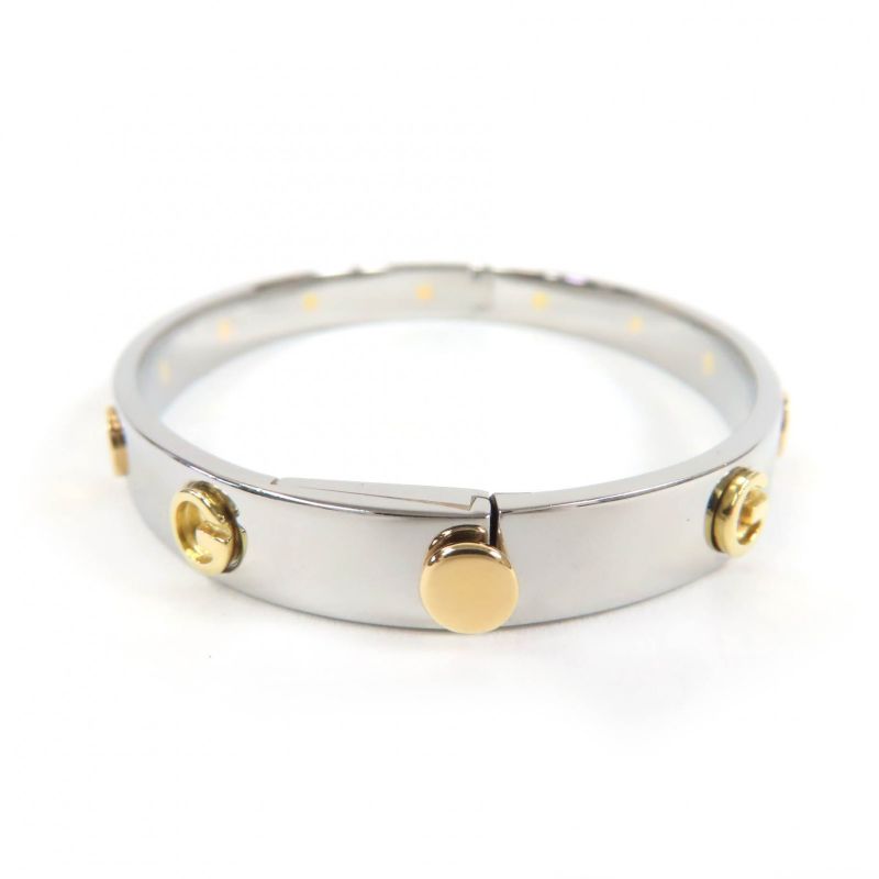 Gucci G Logo Combination Color Bracelet Bangle Silver Gold 17 With Box And
