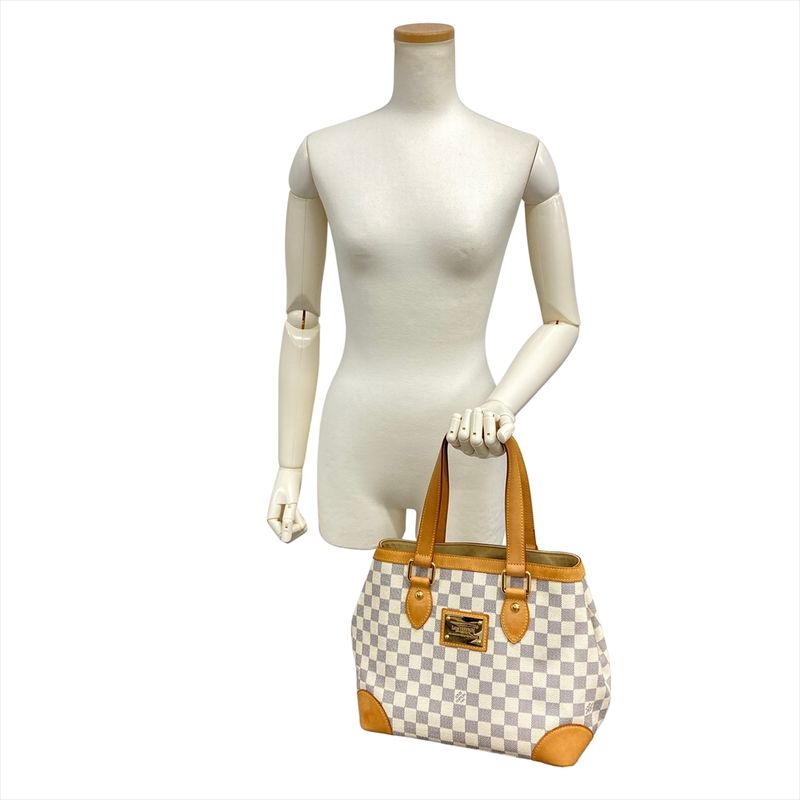 Louis Vuitton Hampstead PM Handbag Damier Azure N51207 White Gold Hardware