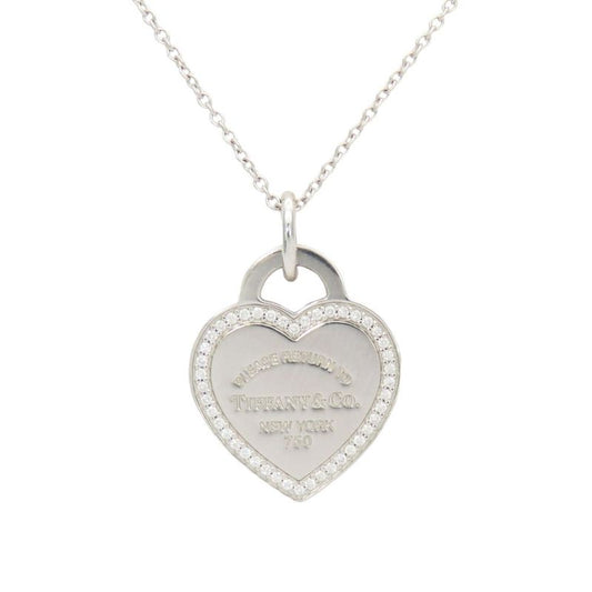 Tiffany & Co Necklace Return To Heart Tag 18K White Gold Diamond Approx 4.8g