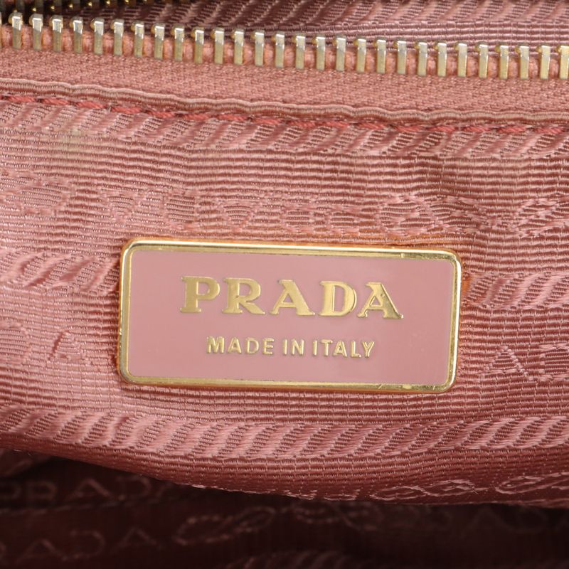 Prada Tessuto Nylon Ribbon Design Leather Tote Bag Shoulder Hand Black Women