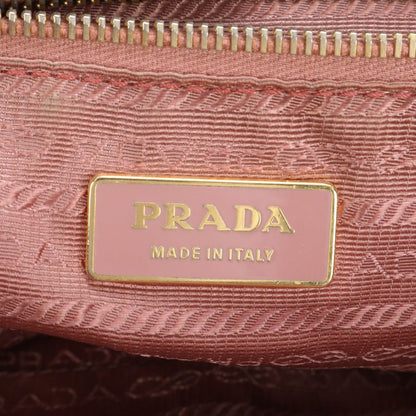 Prada Tessuto Nylon Ribbon Design Leather Tote Bag Shoulder Hand Black Women