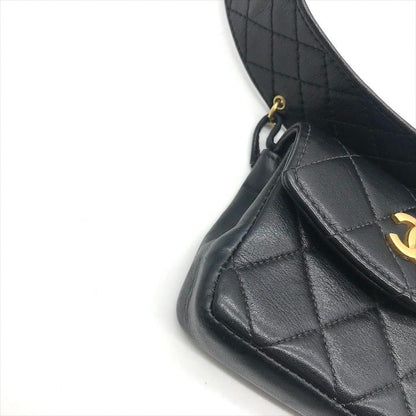 Chanel CC Logo Push Lock Mini Quilted Waist Pouch Black