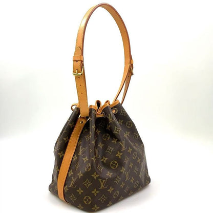 Louis Vuitton Petite Noe Monogram Leather × PVC Brown Shoulder Bag Gold M42226