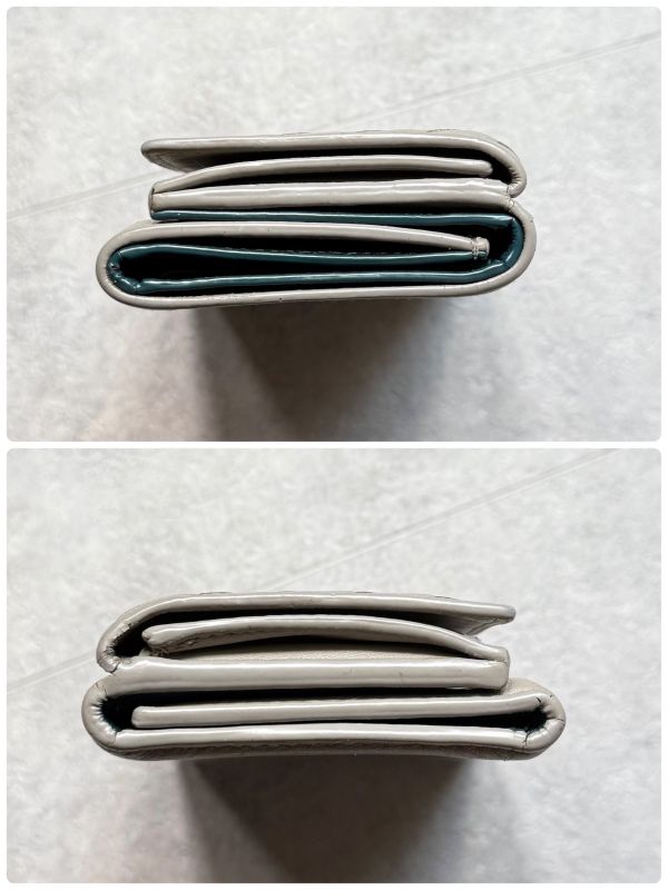 Bottega Veneta Trifold Wallet Intrecciato Leather Gray Men Women Unisex Compact