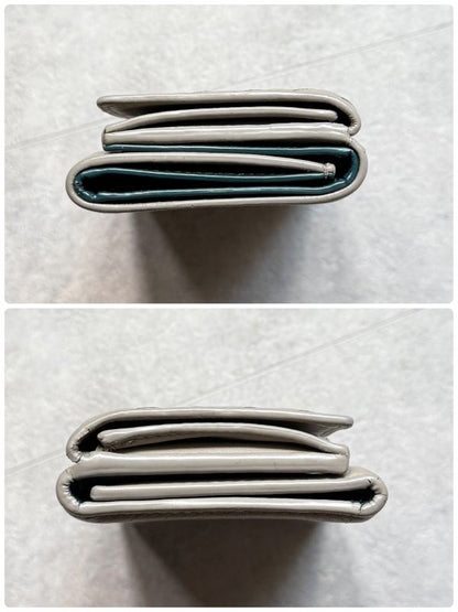 Bottega Veneta Trifold Wallet Intrecciato Leather Gray Men Women Unisex Compact