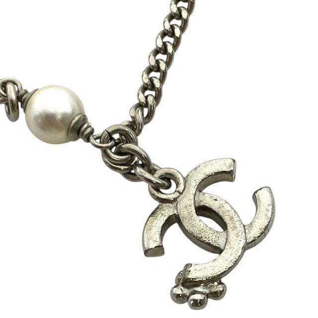 Chanel Bracelet C21B Coco Mark Accessories Jewelry Faux Pearl Rhinestone Silver
