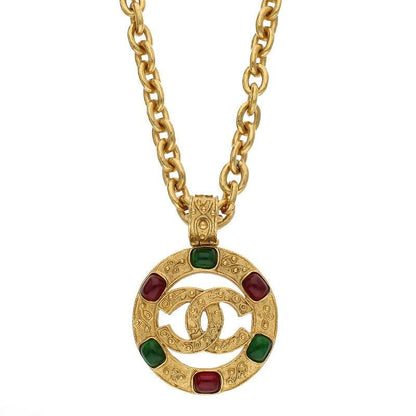 Chanel Coco Mark Gripore Color Stone Necklace Men's