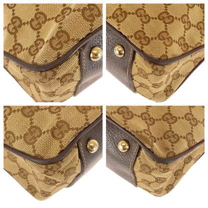 Gucci Sherry Line Beige Ivory Brown GG Canvas 161717 Tote Bag Shoulder Bag