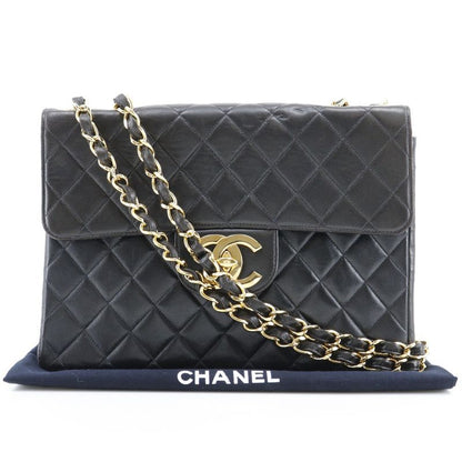 Chanel Chain Shoulder Deka Matelasse 30 Double Chain A04412 Lambskin Black