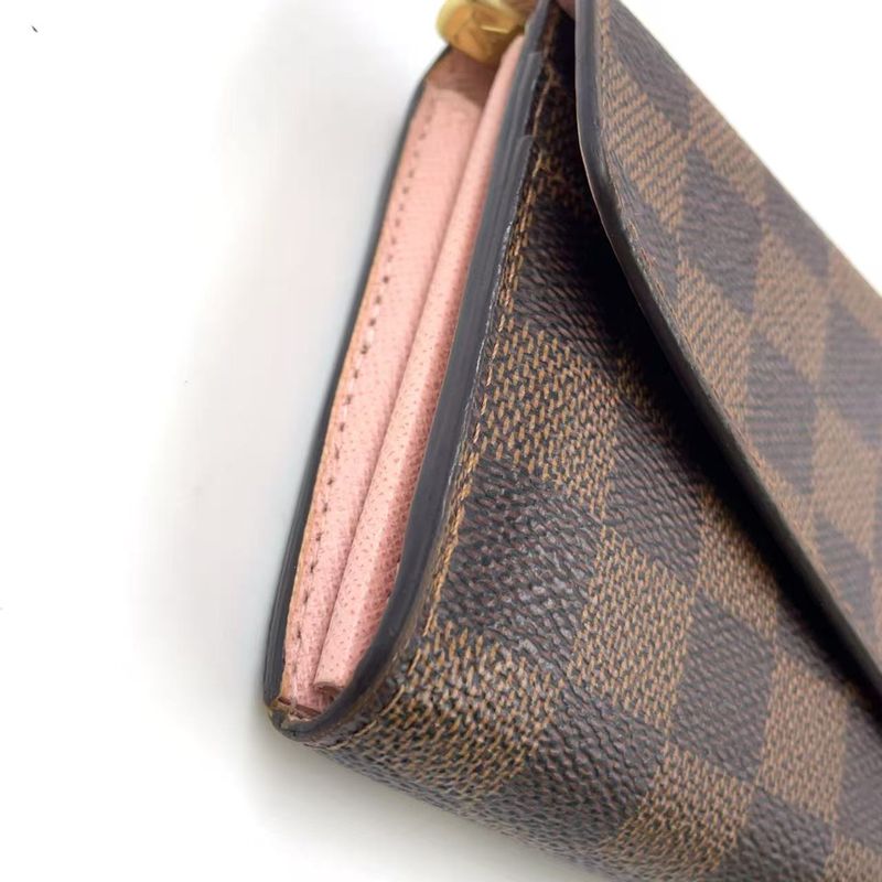 Louis Vuitton Portefeuille Sarah Damier Ebene Damier Ebene PVC Brown Folded