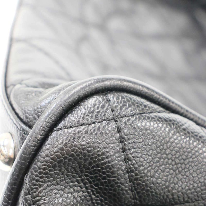 Chanel Matelasse Coco Mark Caviar Skin Mini Boston Bag Black