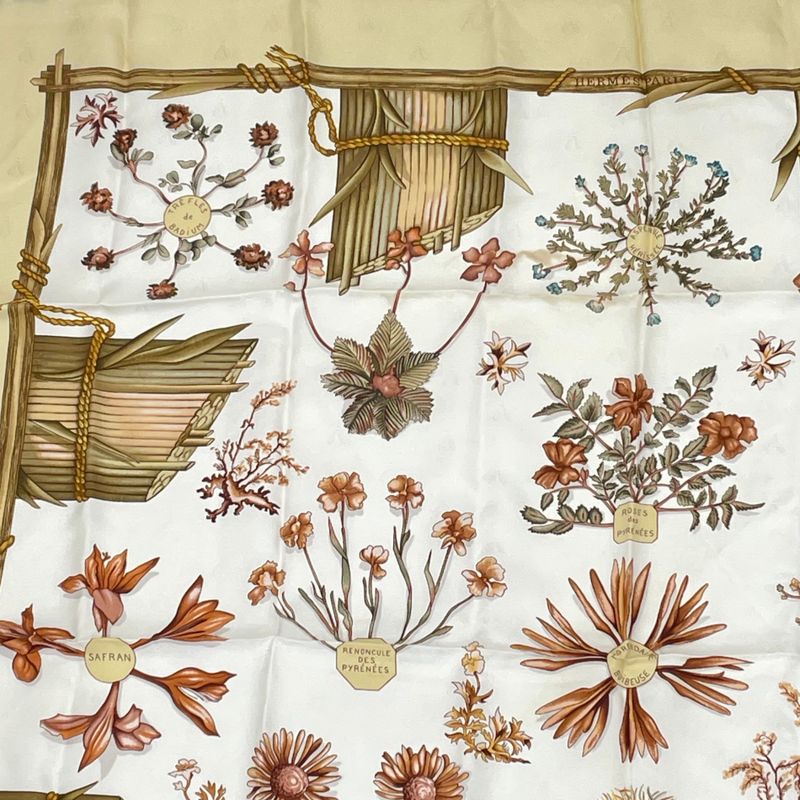 Hermes Herbier De Gavarnie Carre 90 Scarf Gavarnie Pressed Flowers Of The