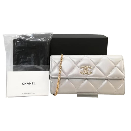 CHANEL 19 CC Lambskin Flap Wallet on Chain Shoulder Bag Crossbody Grey - The Reluxe