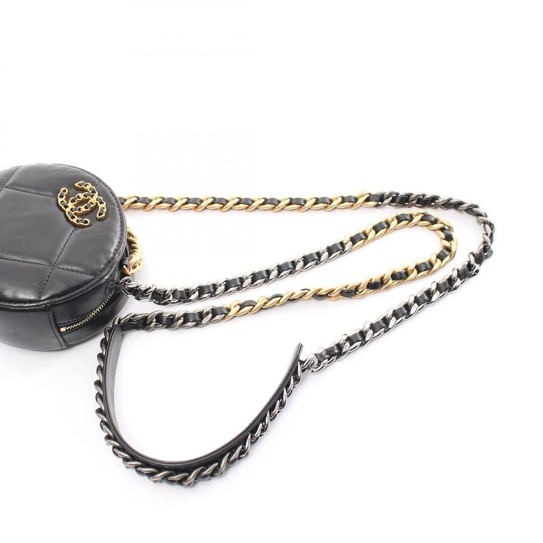 Chanel 19 Round Clutch With Chain Black Quilted Lambskin - The Reluxe