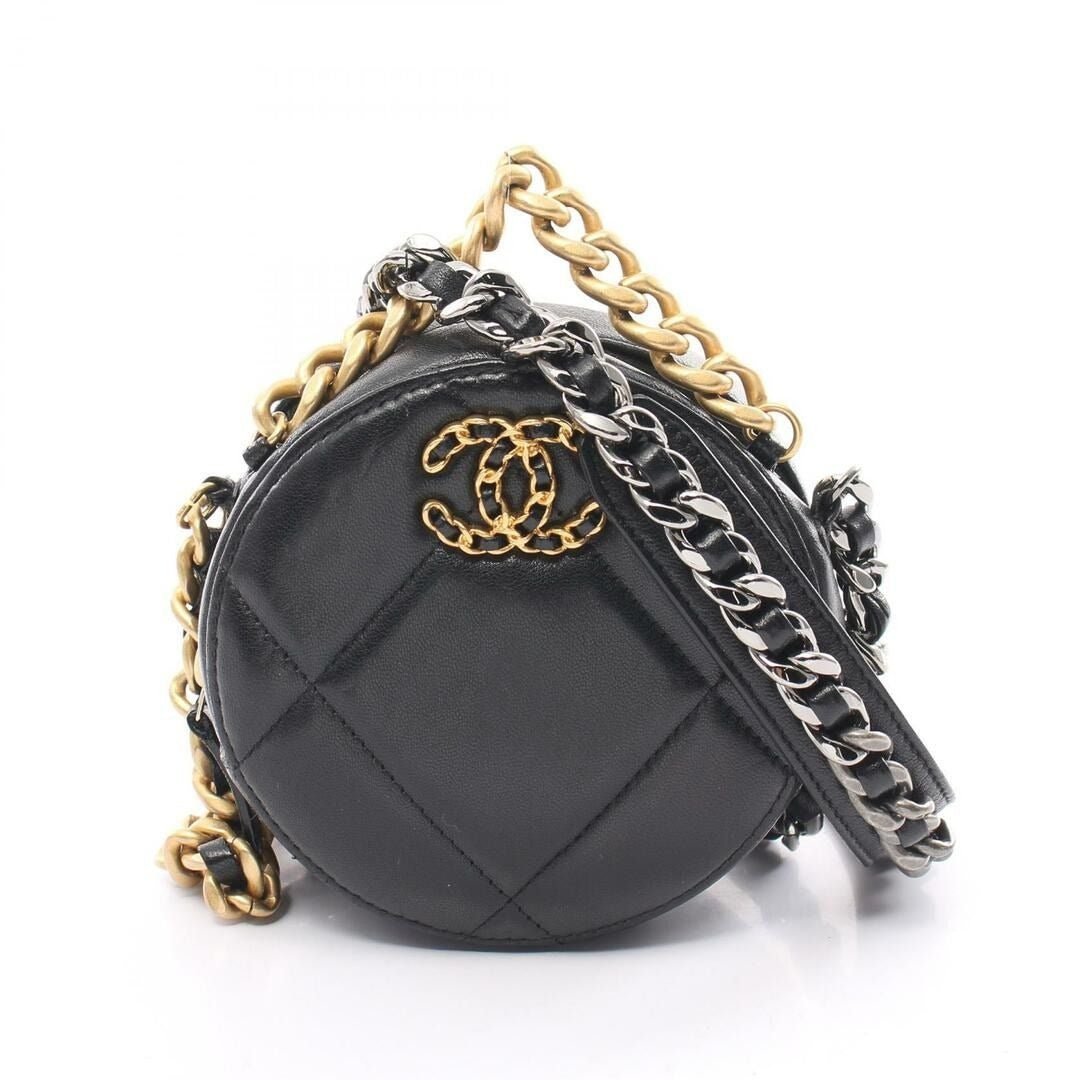 Chanel 19 Round Clutch With Chain Black Quilted Lambskin - The Reluxe