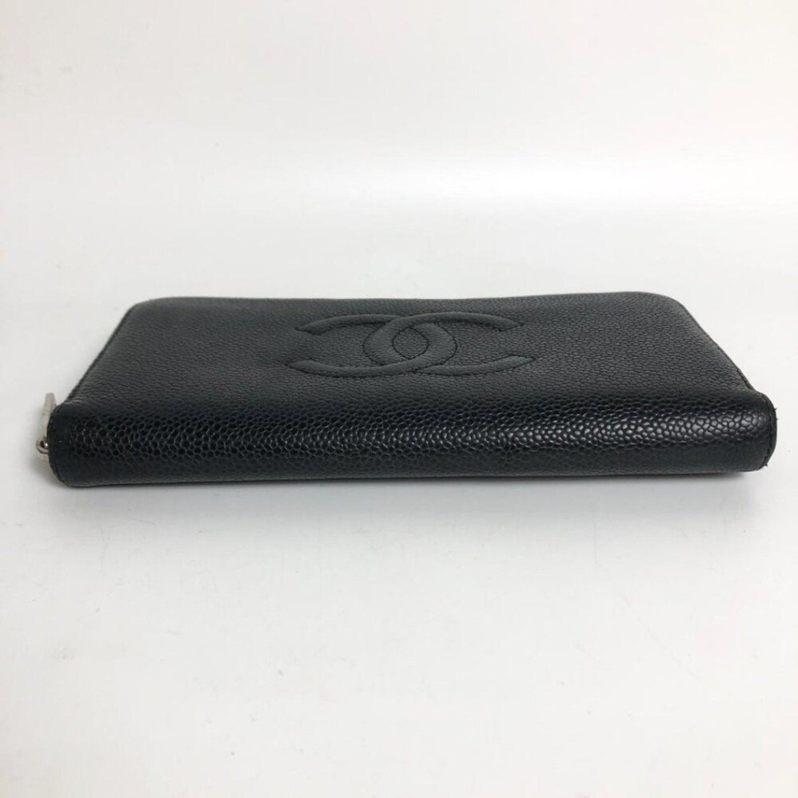 CHANEL Black Caviar Leather Classic Zippy Wallet Card Holder Case CC - The Reluxe