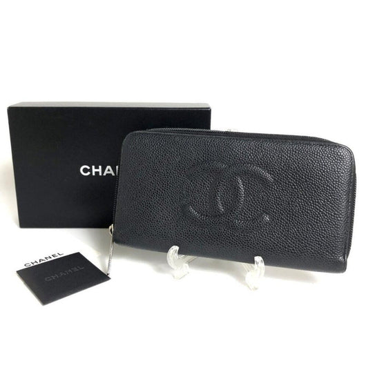 CHANEL Black Caviar Leather Classic Zippy Wallet Card Holder Case CC - The Reluxe