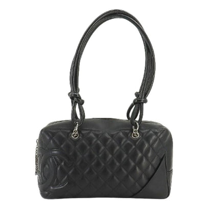 Chanel Cambon Ligne Bowler Pochette Quilted Shoulder Bag Black Tote - The Reluxe