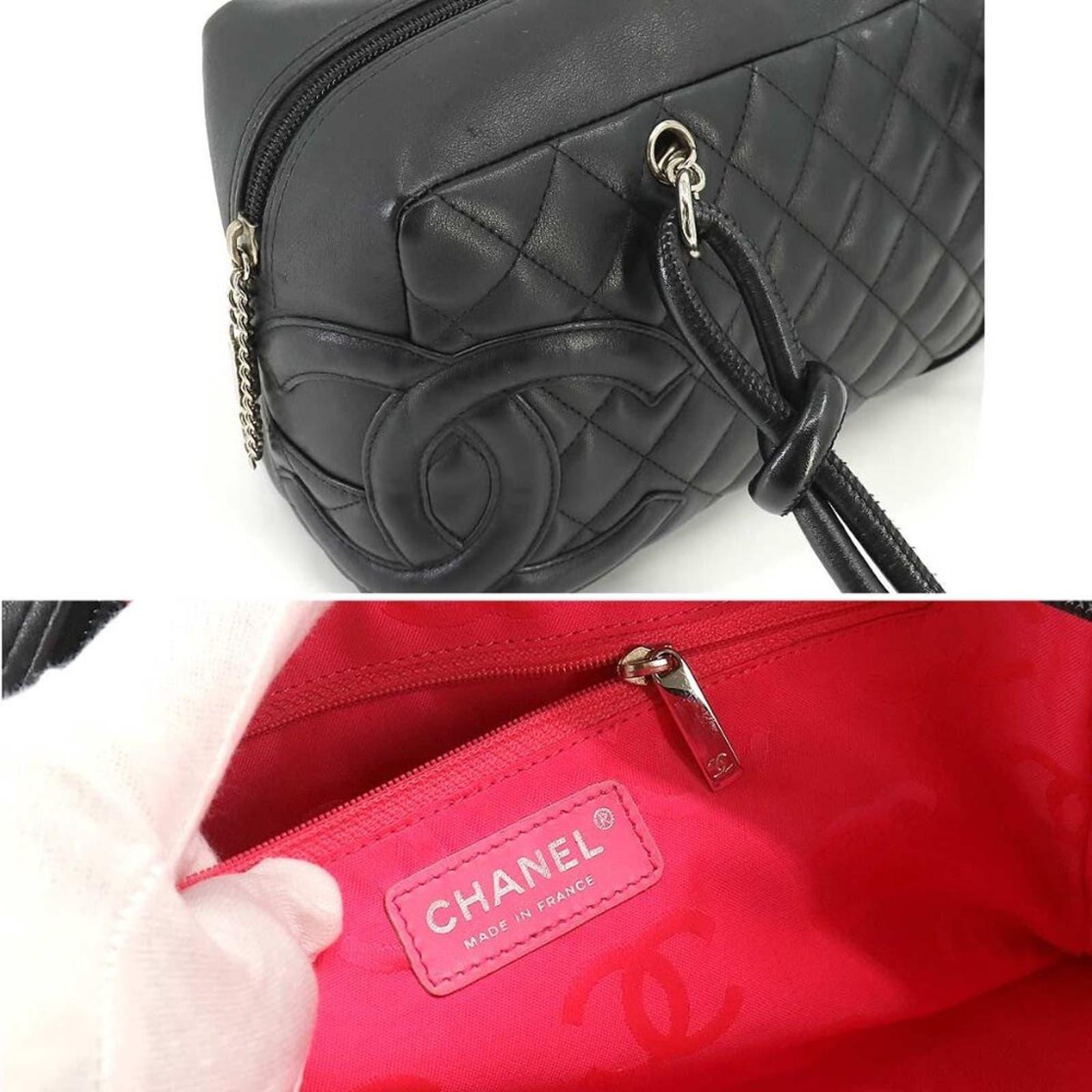 Chanel Cambon Ligne Bowler Pochette Quilted Shoulder Bag Black Tote - The Reluxe