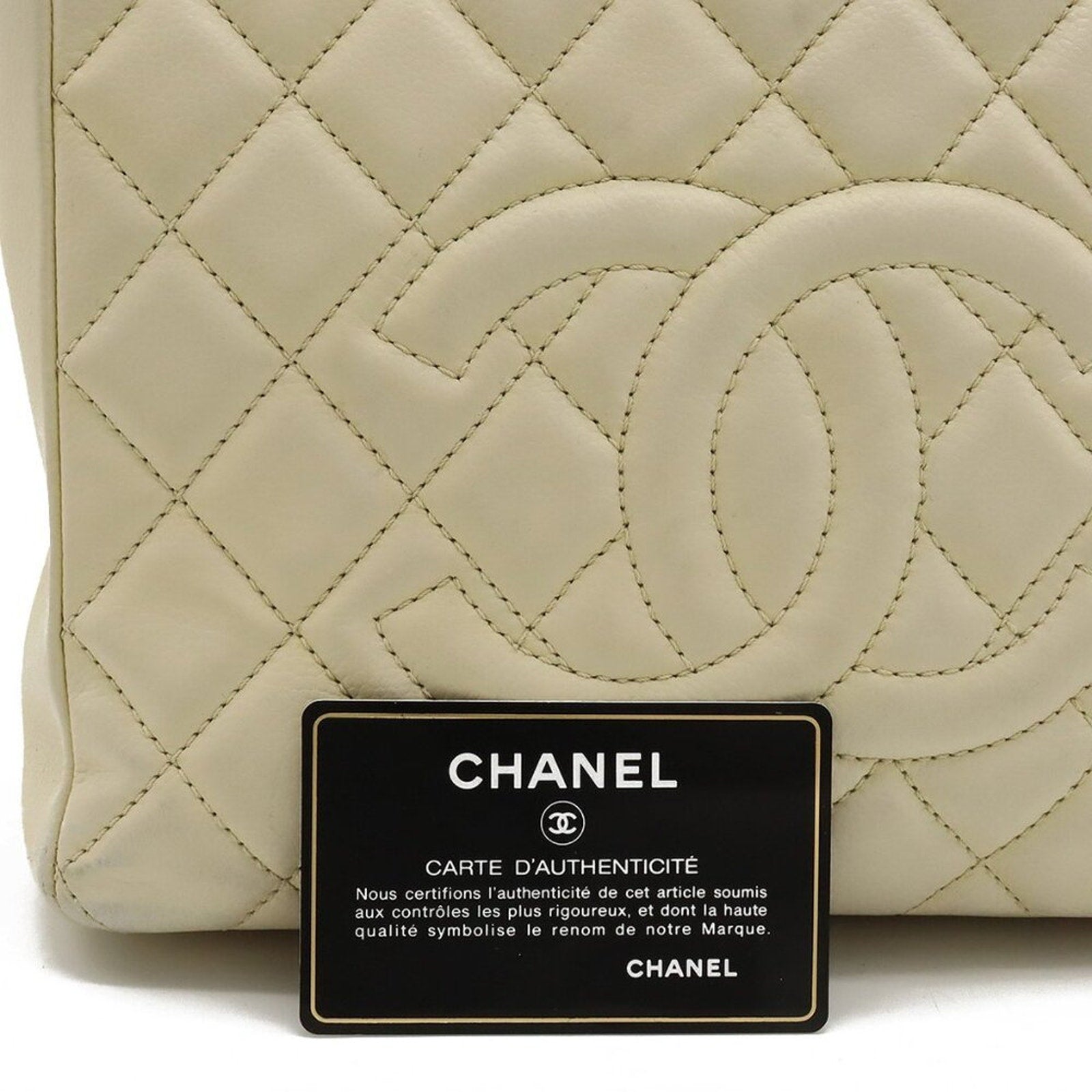 Chanel Caviar Leather Petite Shopping Tote Quilted Shoulder Bag Ivory - The Reluxe