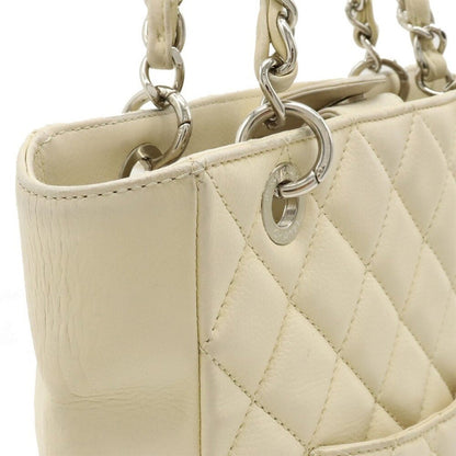 Chanel Caviar Leather Petite Shopping Tote Quilted Shoulder Bag Ivory - The Reluxe