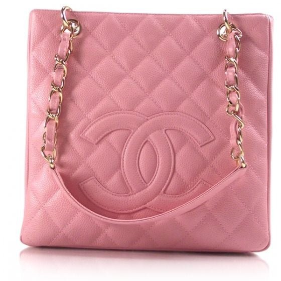 CHANEL CC Caviar Quilted Petite Shopping Tote PST Pink Leather Purse - The Reluxe