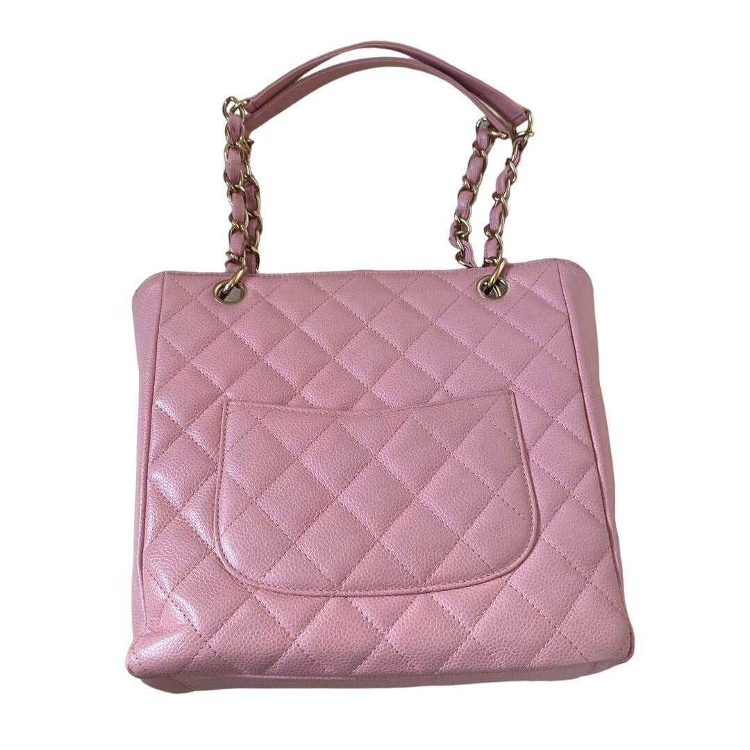 CHANEL CC Caviar Quilted Petite Shopping Tote PST Pink Leather Purse - The Reluxe