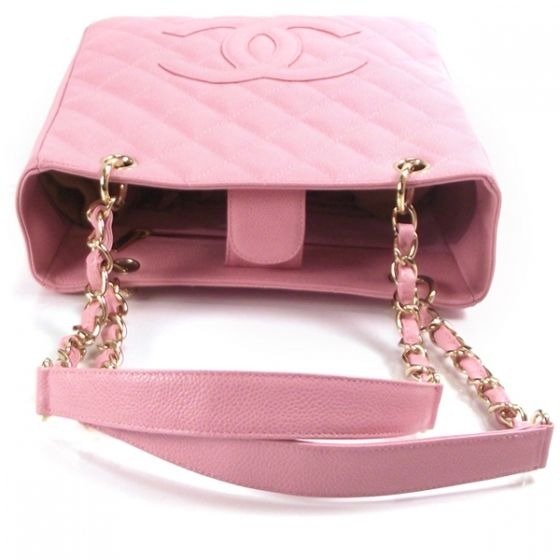 CHANEL CC Caviar Quilted Petite Shopping Tote PST Pink Leather Purse - The Reluxe