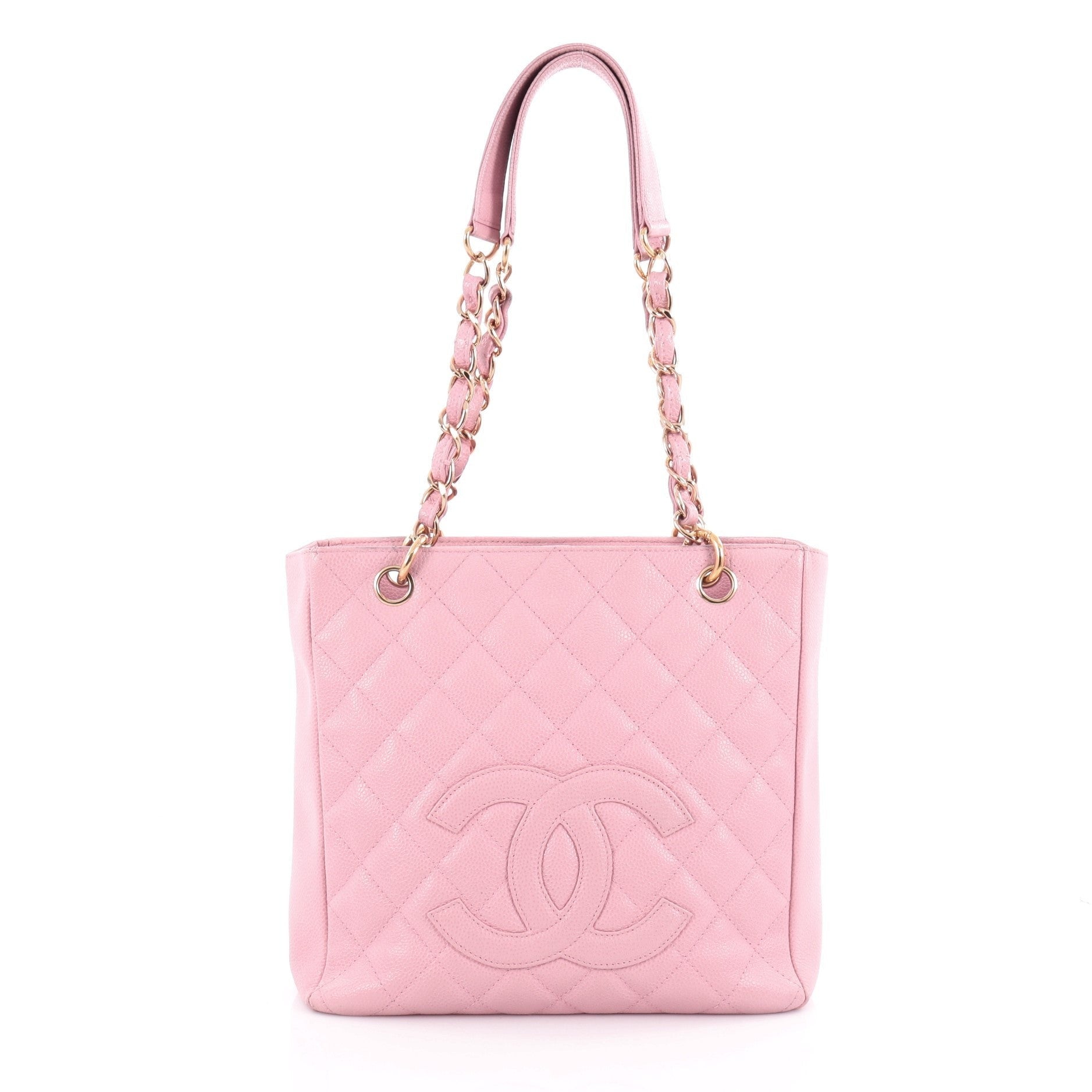 CHANEL CC Caviar Quilted Petite Shopping Tote PST Pink Leather Purse - The Reluxe