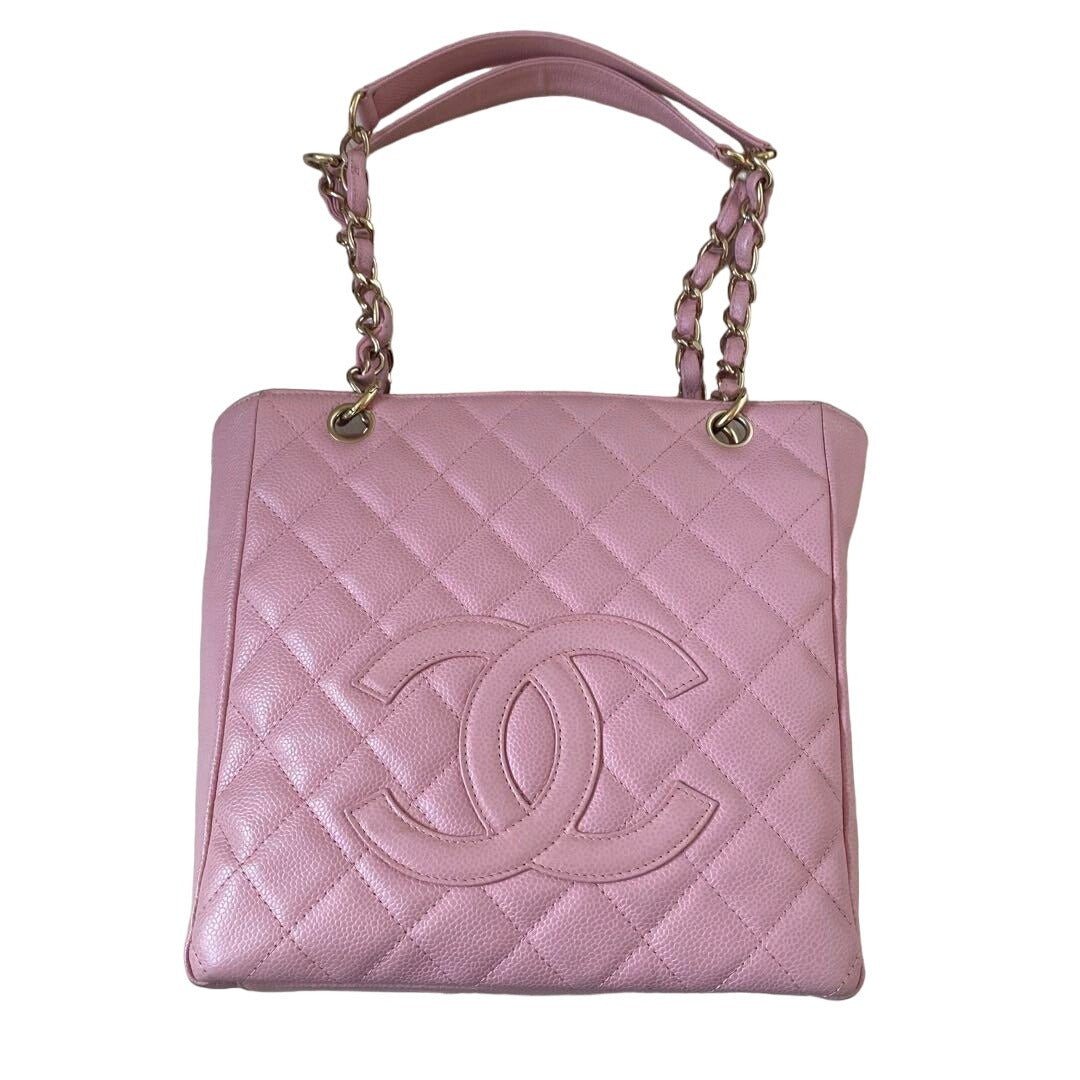 CHANEL CC Caviar Quilted Petite Shopping Tote PST Pink Leather Purse - The Reluxe