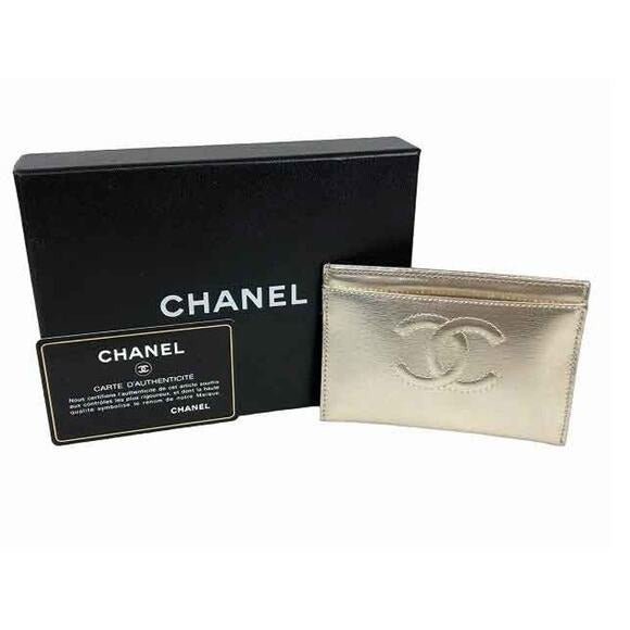 Chanel CC Classic Card Case Metallic Gold Leather - The Reluxe