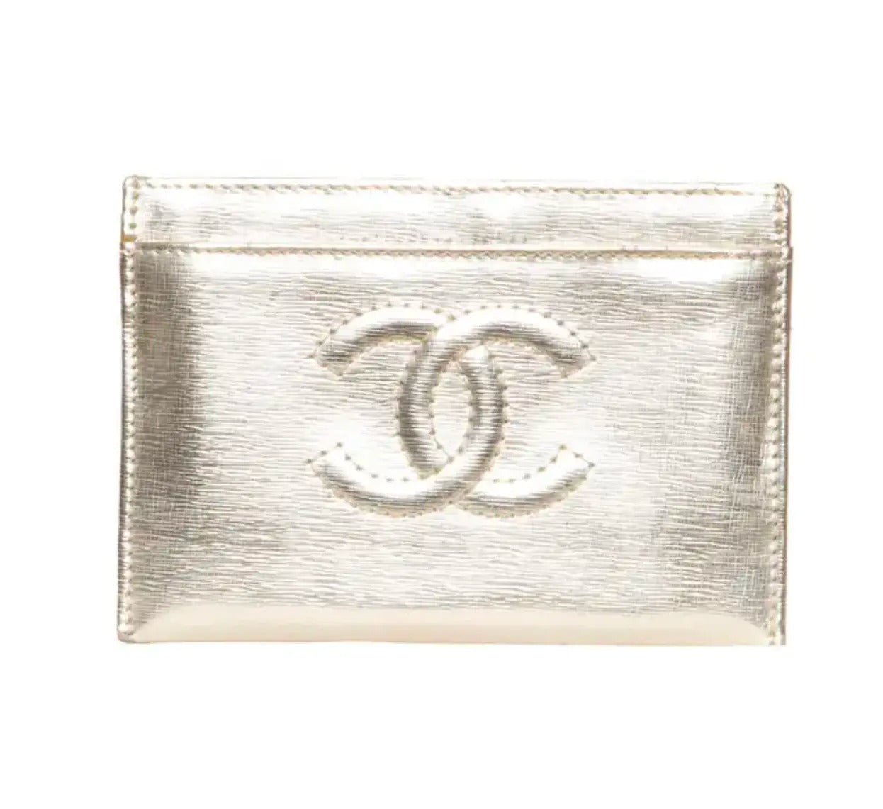 Chanel CC Classic Card Case Metallic Gold Leather - The Reluxe