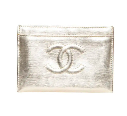 Chanel CC Classic Card Case Metallic Gold Leather - The Reluxe