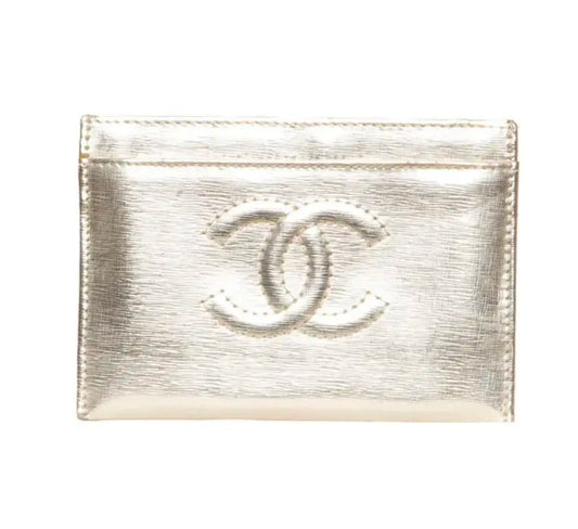 Chanel CC Classic Card Case Metallic Gold Leather - The Reluxe