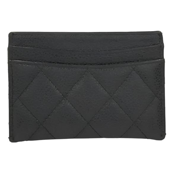 Chanel CC Classic Caviar Card Case Black Leather - The Reluxe