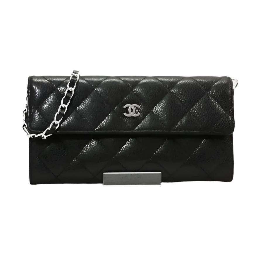 CHANEL CC Classic Caviar Flap Wallet on Chain Shoulder Crossbody Black - The Reluxe