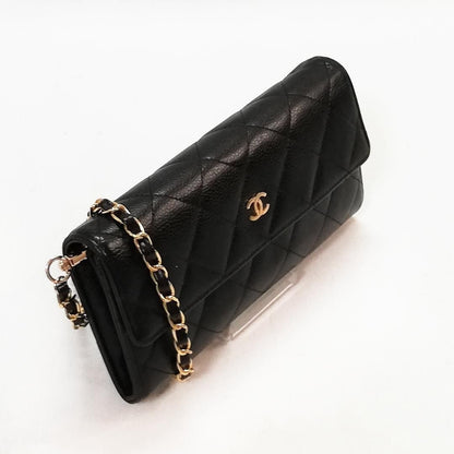 CHANEL CC Classic Caviar Flap Wallet on Chain Shoulder Crossbody Black - The Reluxe