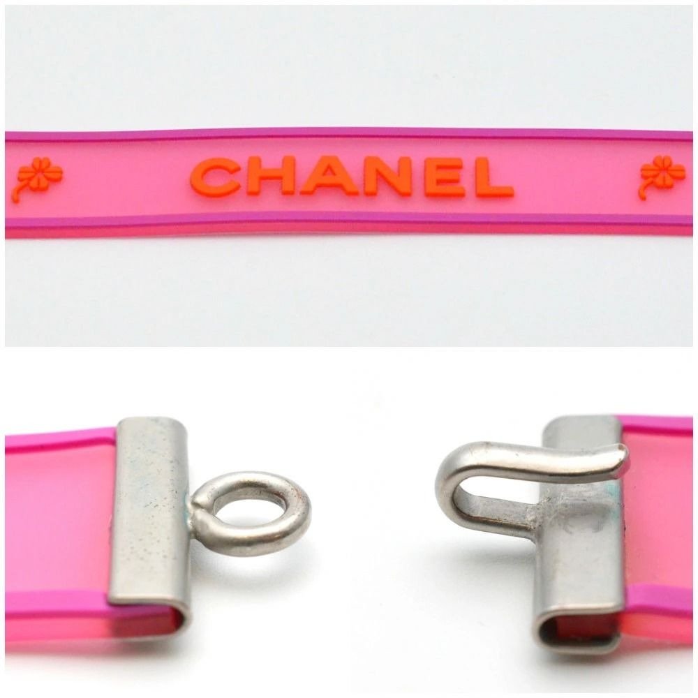 CHANEL CC Logo 01P Rubber Bracelet Pink Orange Jelly Bangle Cambon - The Reluxe