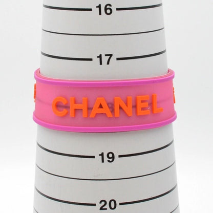 CHANEL CC Logo 01P Rubber Bracelet Pink Orange Jelly Bangle Cambon - The Reluxe