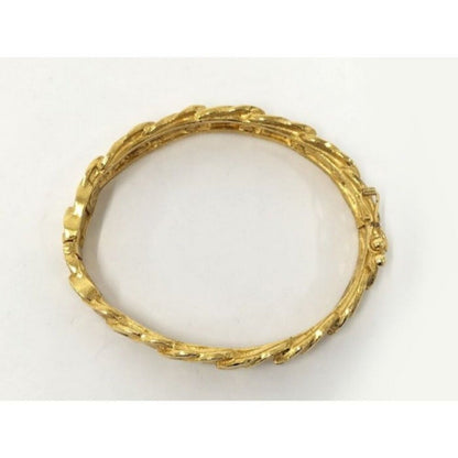 CHANEL CC Logo Vintage Bracelet Cuff Bangle Gold Cambon Paris - The Reluxe