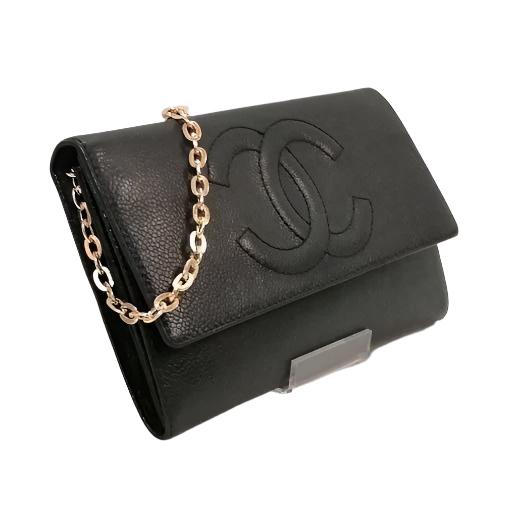 CHANEL CC Timeless Classic Caviar Flap Wallet Chain Shoulder Bag Black - The Reluxe