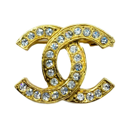 CHANEL CC Vintage Gold Pin Brooch Rhinestone - The Reluxe